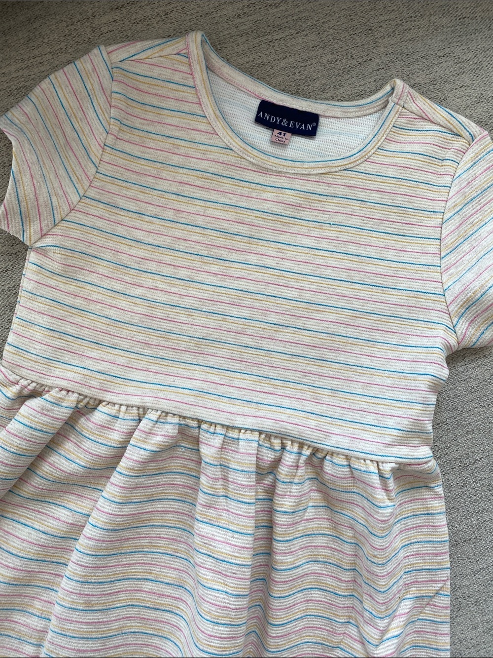 Andy & Evan 4T Pastel Multi Striped Short Sleeve Dress - Picture 5 of 5